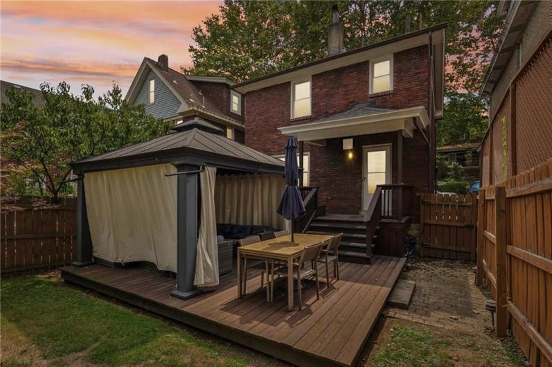 Rear deck for entertaining w/covered & fully wired gazebo included w/sale!