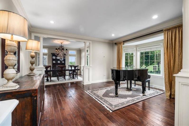 Formal living with bay window and recessed lighting