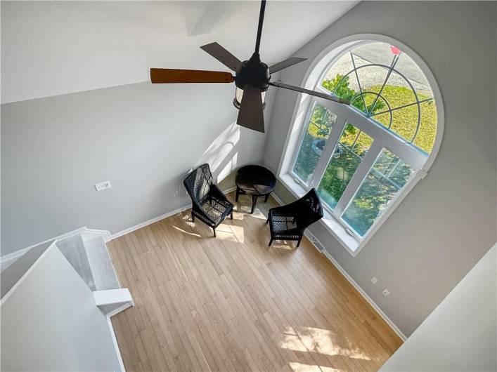 View of living room from the loft.