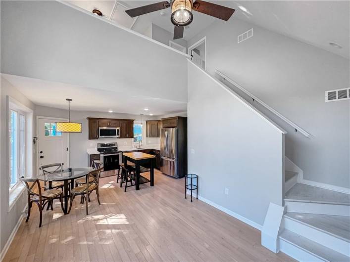 Vaulted ceiling in the living room.