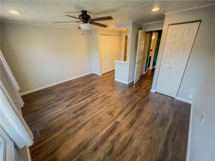 The primary bedroom has a ton of closet space!