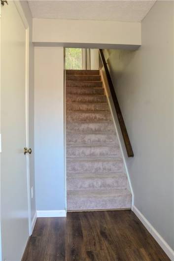 Entry with new vinyl plank flooring.