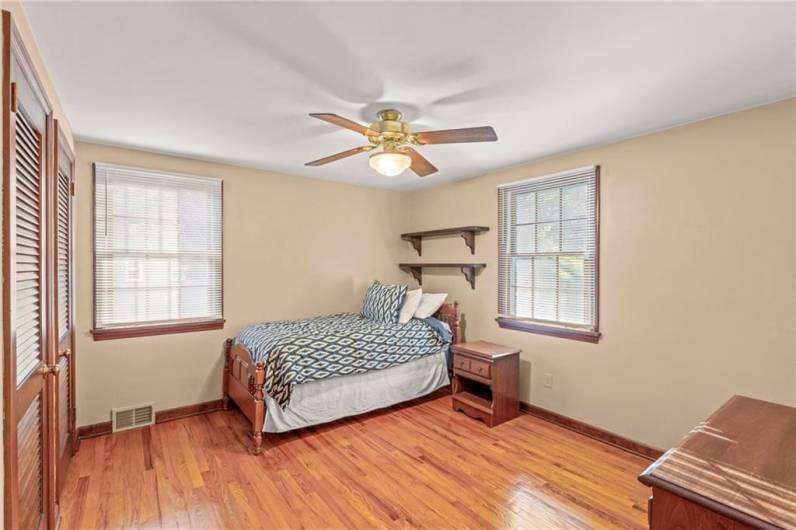 Third 12x11 Bedroom with Double Windows, Double Closets & Ceiling Fan