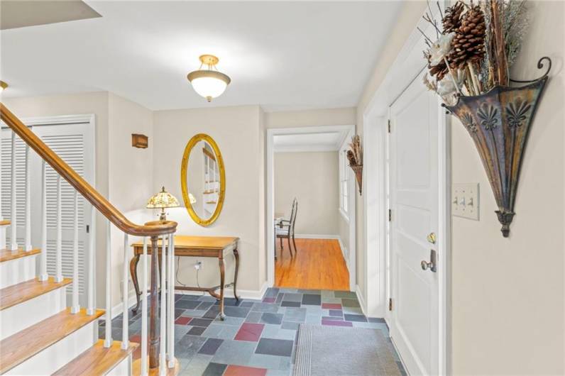 Spacious 15x9 Foyer with Charming Original Details Including Meticulously Maintained Slate Flooring