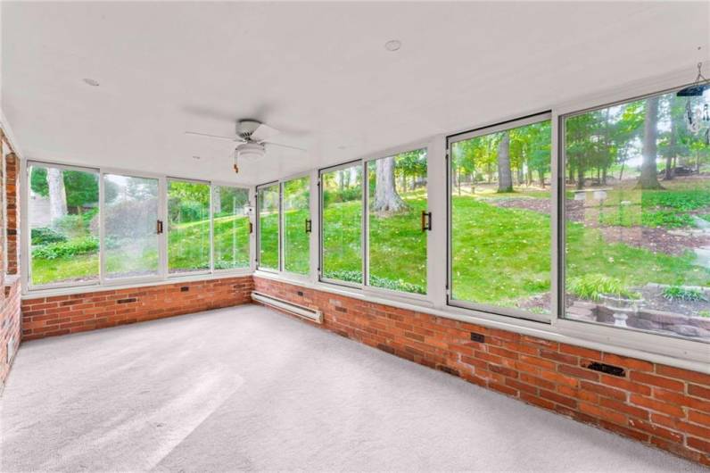 19x10 Sun Room has a Panoramic View of the Lucious Back Yard and Patio Area. You will Appreciate the Comfort of the Heaters & Ceiling Fan and the Freshly Cleaned Carpeting.