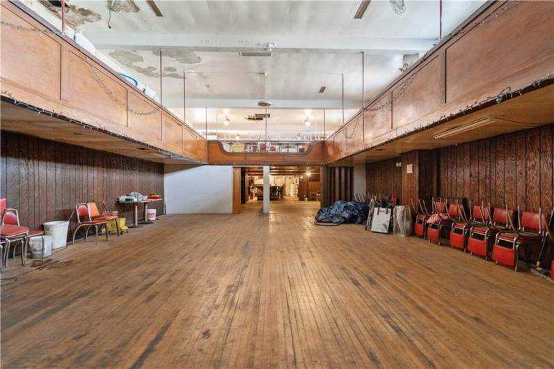 The view from the stage out into the main hall dance floor...