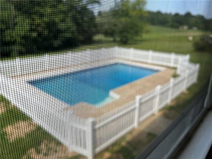 A view of the pool from the kitchen window!