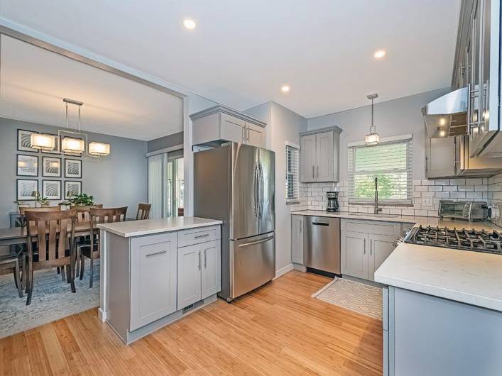 Kitchen with stainless steel appliances