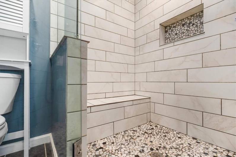 Large walk in tile shower