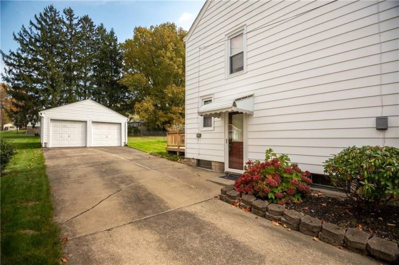 2 Car Detached Garage, cement driveway