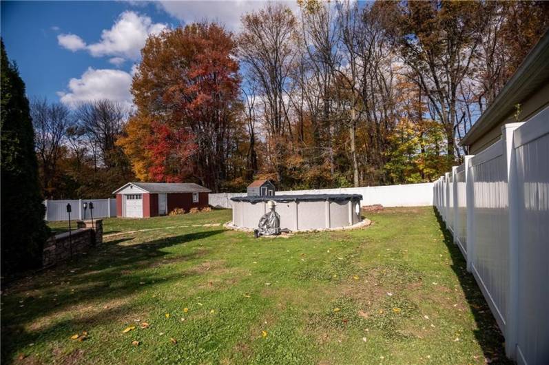 Your backyard oasis! Above ground pool to look forward to for next summer!  Vinyl fenced in yard.