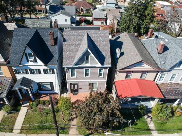 Aerial view of the front of the property.