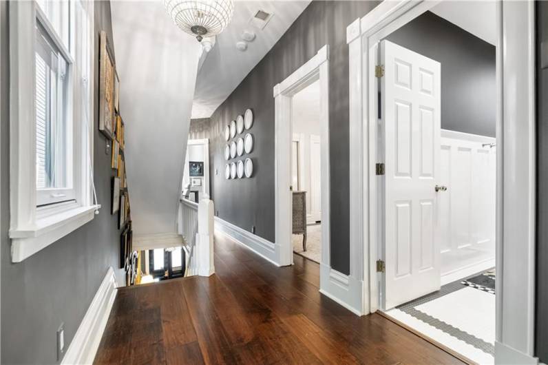 Second floor hall staircase and to the master bedroom.