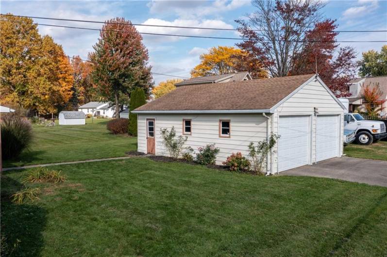 2 Car Detached Garage with separate driveway