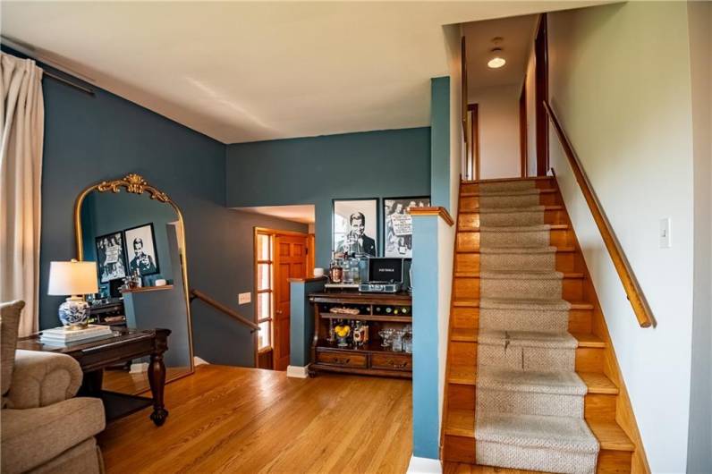 Lower Entry to Living Room and Stairway to Upper Level