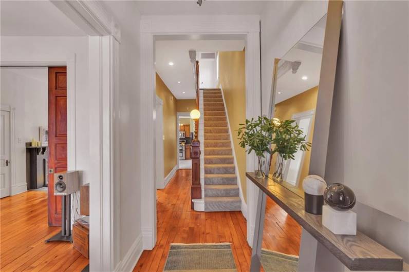 Entryway Foyer with original pine wood flooring