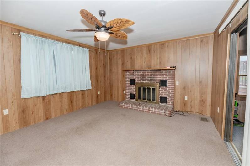 gas log fireplace in family room