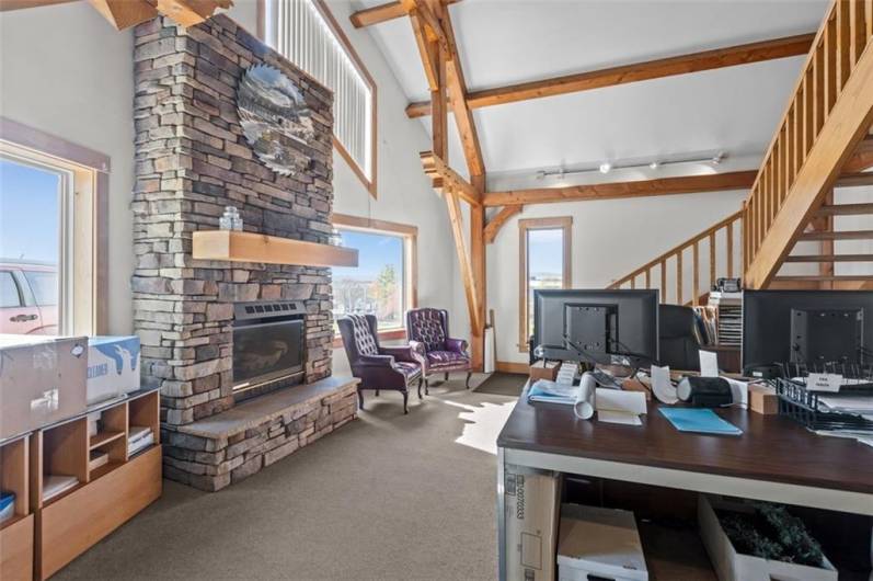 Stone Fireplace (gas) and Loft entrance