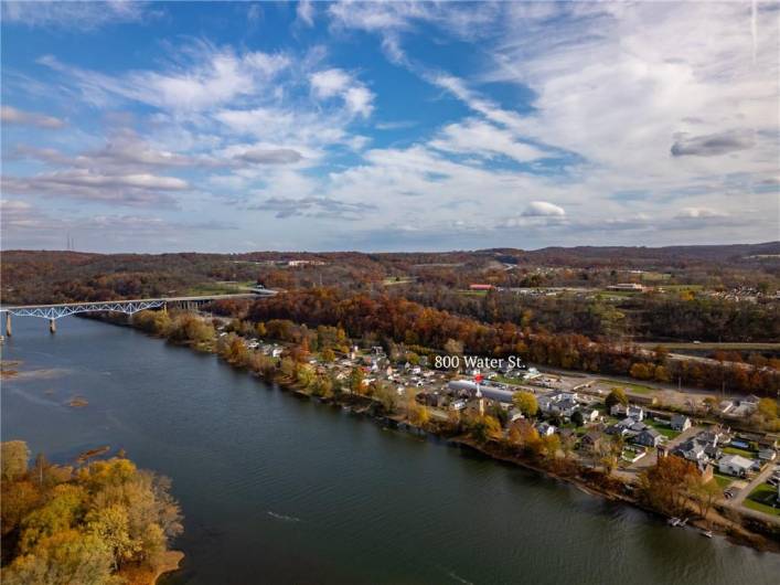 Aerial View of water front property.