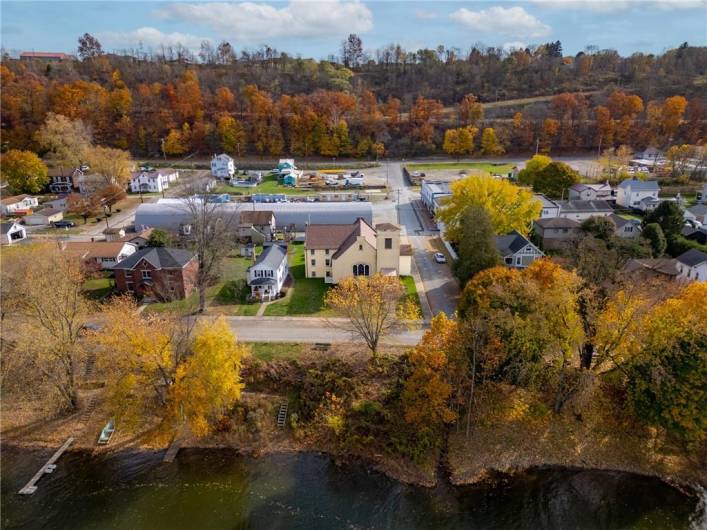 Aerial View of water front property.