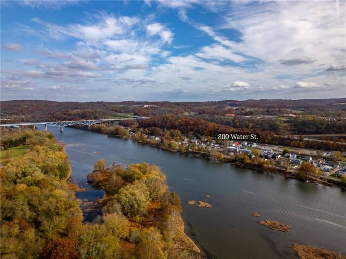 Aerial View of water front property.