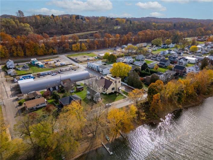 Aerial View of water front property.