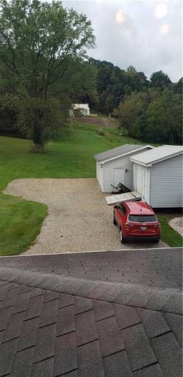 View of back from window!  2 car garage in Back not included in rent. Owners storage!