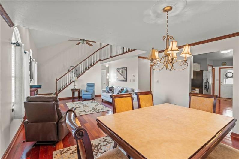 A View from the Dining area into the Kitchen and Living room