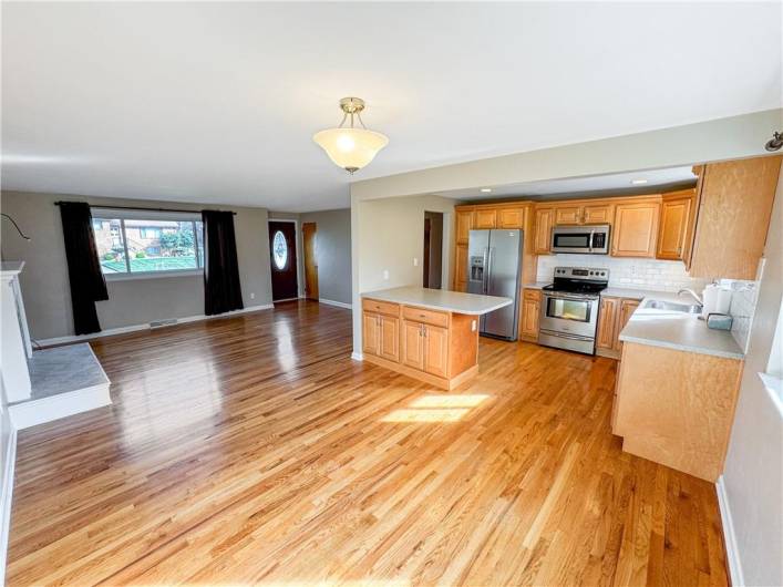 The kitchen is open to the dining room.