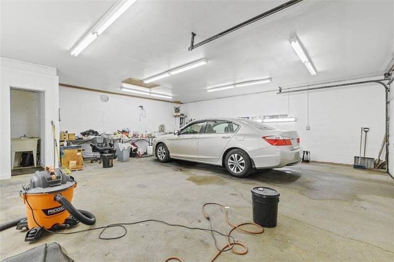 Interior of 3 car detached garage.