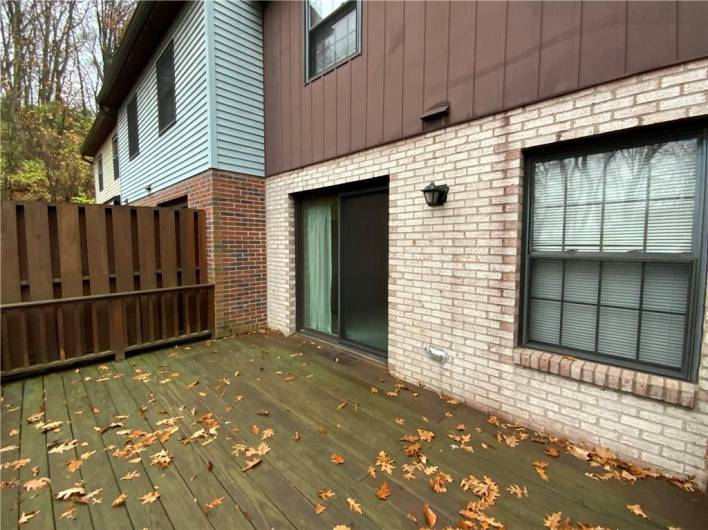 Private deck off the living room