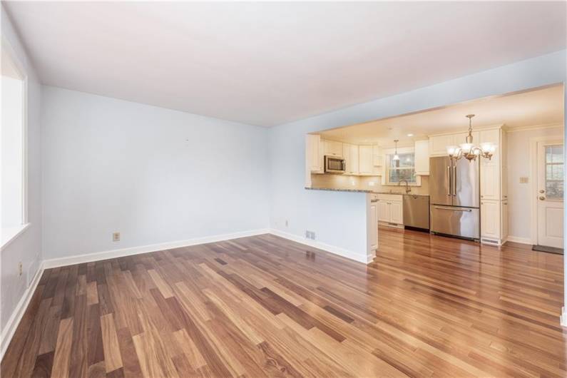 Gorgeous Brazilian Teak floors throughout the open concept second level.