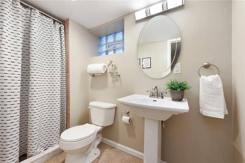 full bathroom in finished basement