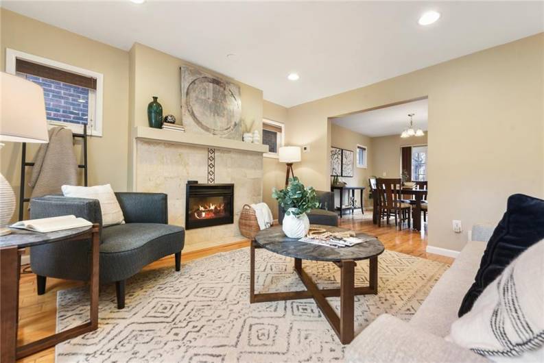 Spacious living room with electric fireplace