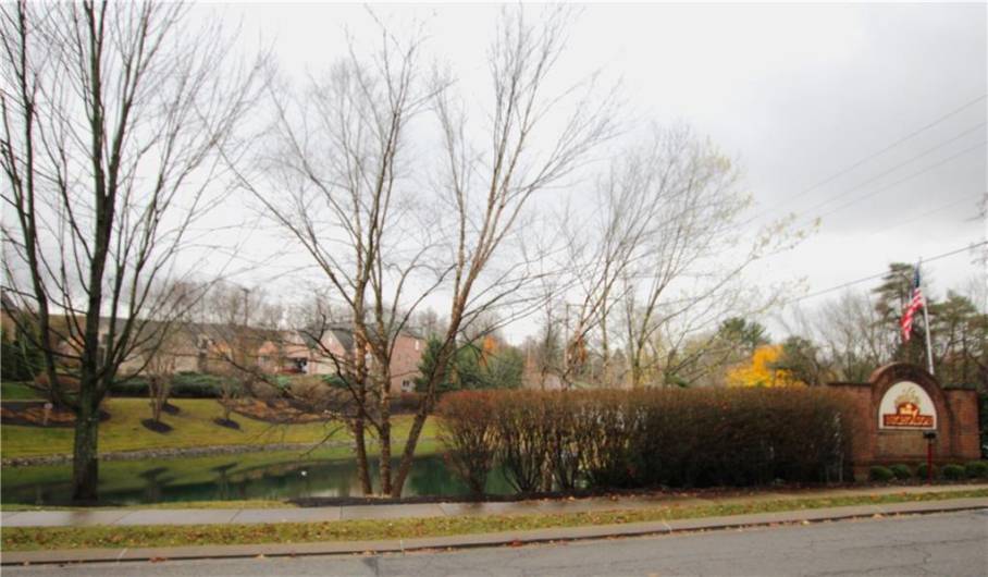 Pond at community entrance