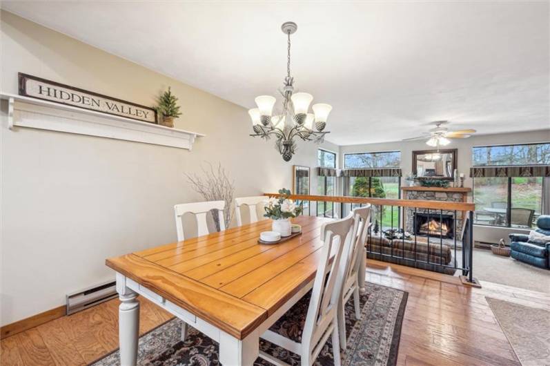 The dining room area is large enough for family gatherings and entertaining.