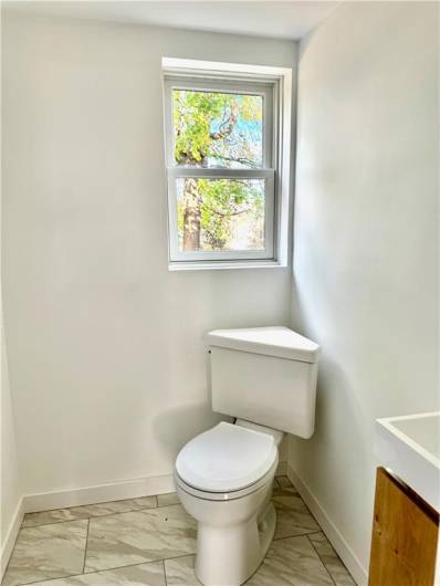 No more having to go upstairs to go to the bathroom, this new main level powder room will be a welcome addition for everyday and entertaining.