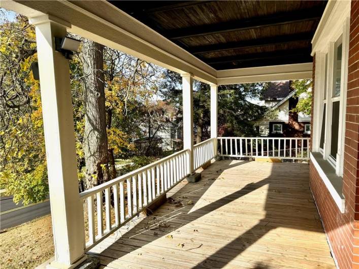 The front porch is so spacious, it's that porch that is an outdoor room, private and very useable, you'll enjoy morning coffee or an evening cocktail, decorate for the holidays, so welcoming.