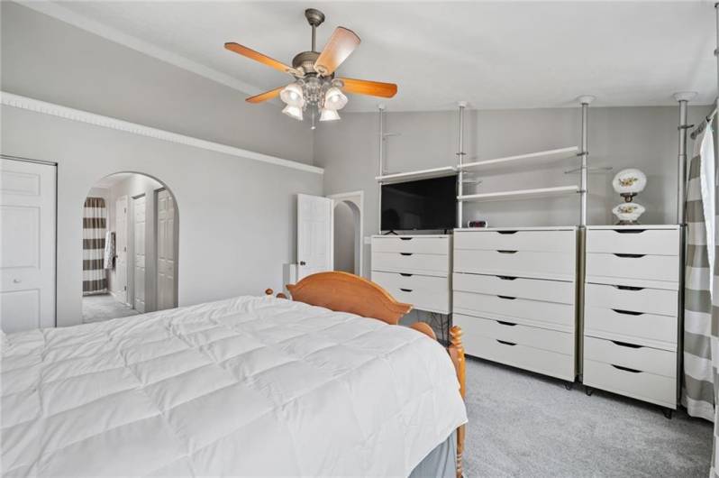 Master Bedroom with built-in dressers that are included in the sale.