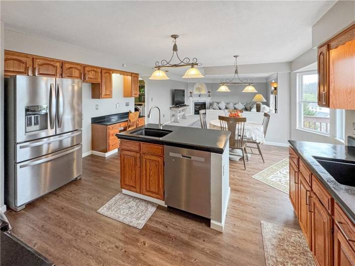 Open kitchen and family room.