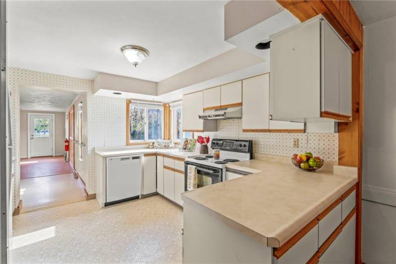 The kitchen has great cabinet and counter space.