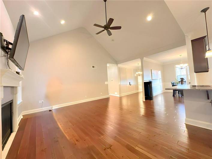 VIRTUALLY STAGED here is the 20'x14' Family Room #1 which is on the main level, looking towards the front door..