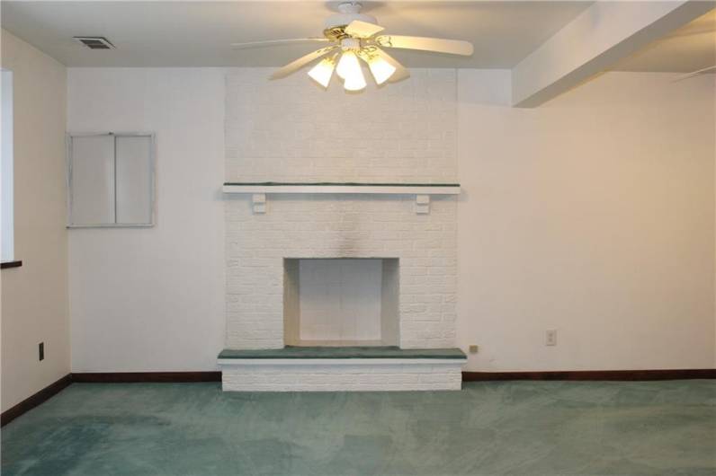 Brick Fireplace in Game Room