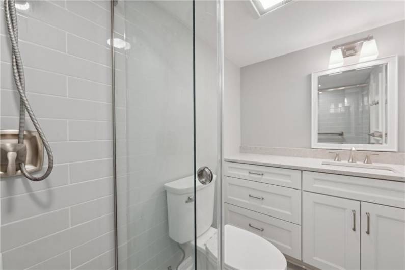 renovated private master bath...tiled shower!