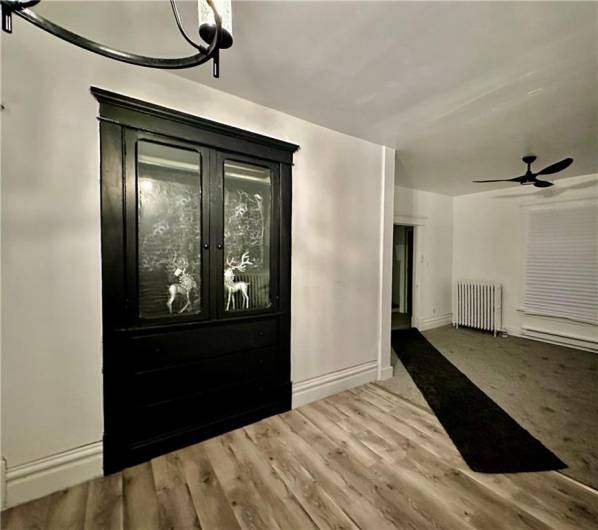 Dining room with built-in glassware closet