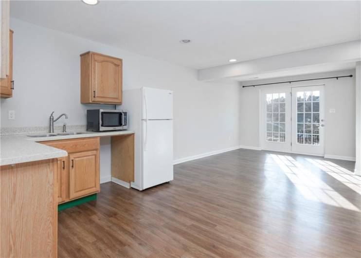 basement kitchen and dining area