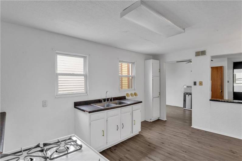 Kitchen is Open to Dining Room or Living room.