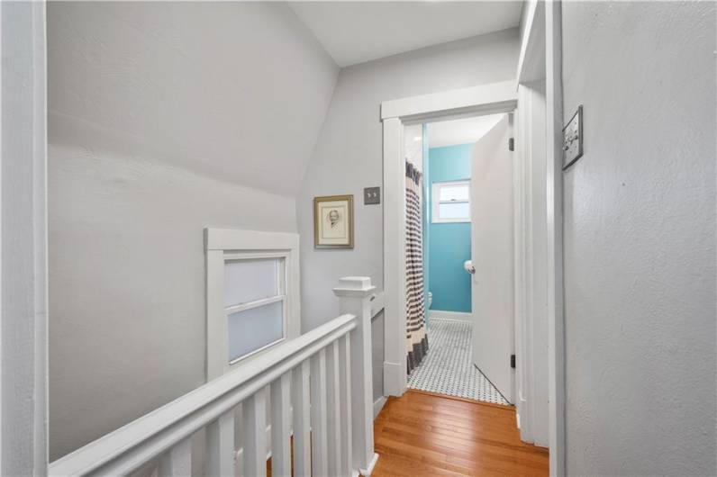 2nd floor hall leading to the full bath.