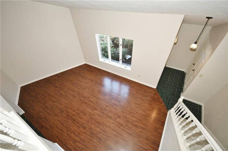 View from the loft area over the living room