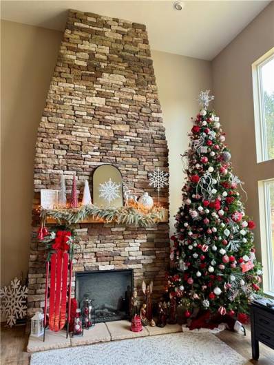 Floor to Ceiling Fireplace.